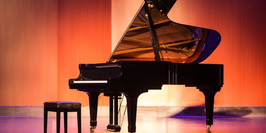 Protea Financial music grand piano on a stage representing both music and concerts