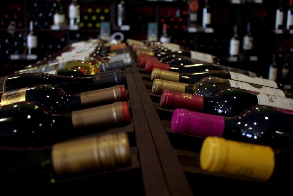 Wine products in winery