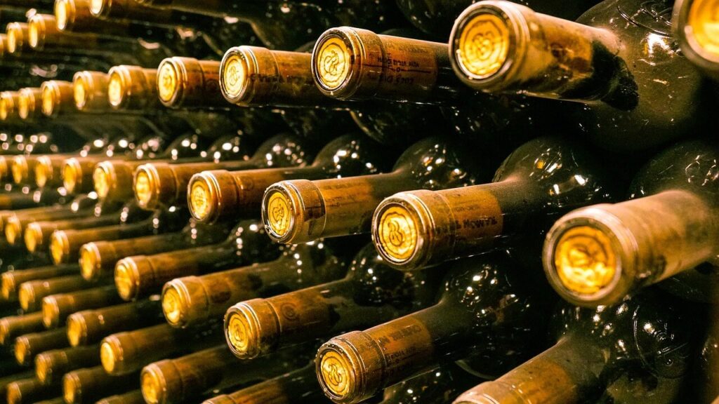 wine bottles in stockpile