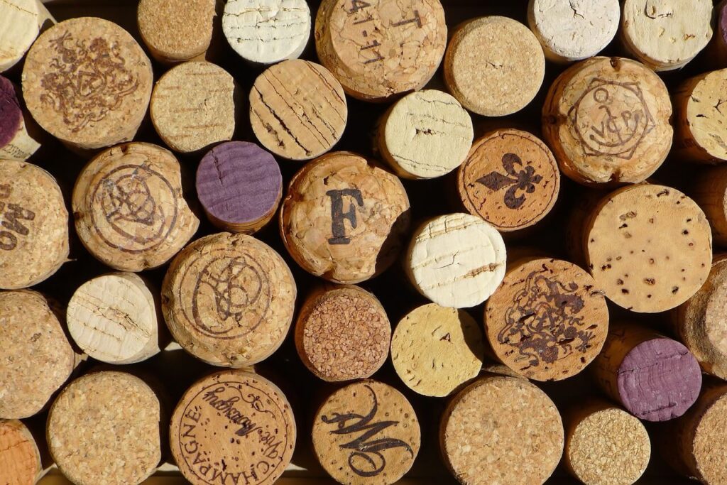 wine corks in line